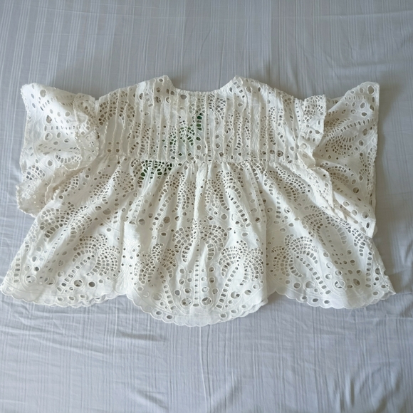 NWT Farm Rio Palm Tree Richelier Lace Eyelet Blouse XS - Picture 8 of 16